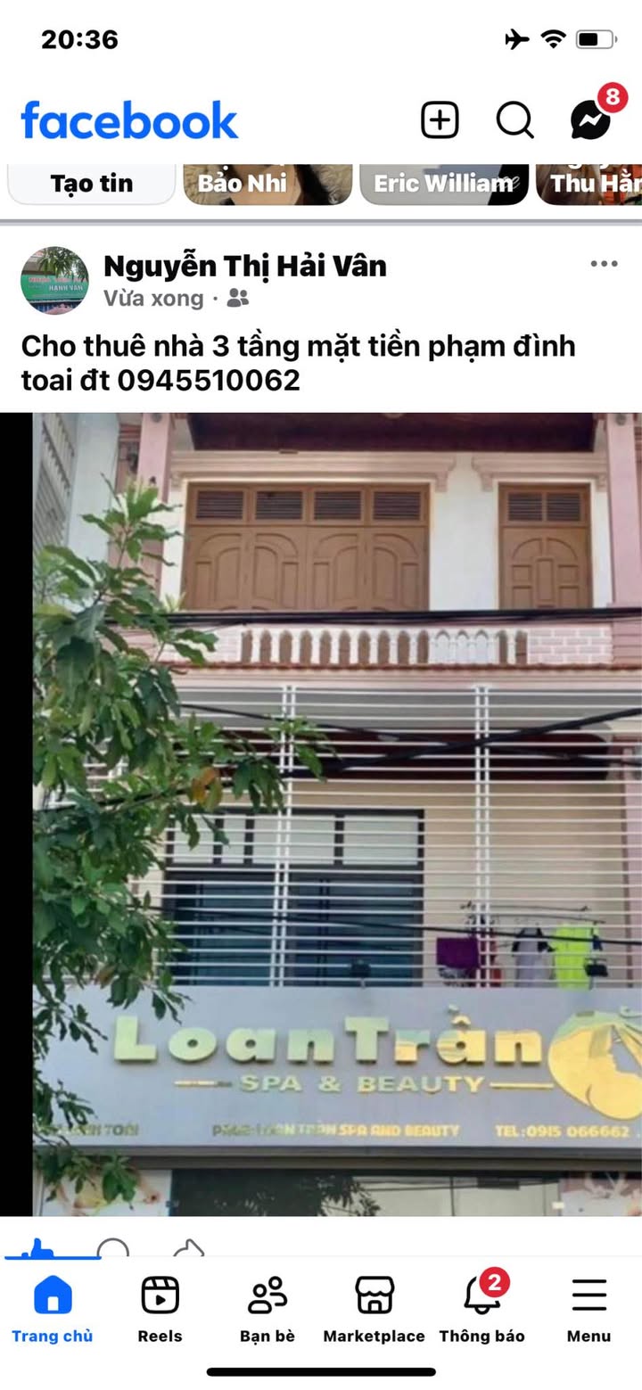 Nhà mặt tiền đường Phạm Đình Toái, Vinh - Kinh doanh thuận lợi, giá thỏa thuận!