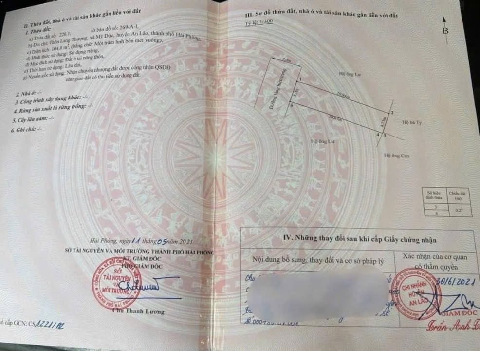 Đất nền mặt đường trục thôn Mỹ Đức, Hải Phòng 102m² giá chỉ 1 tỷ - Đầu tư sinh lời ngay!