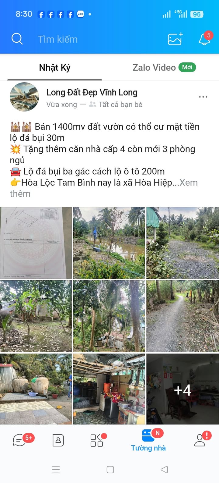 Đất vườn Hòa Hiệp 1400m² giá thỏa thuận - Nhà cấp 4 mới đẹp đi kèm