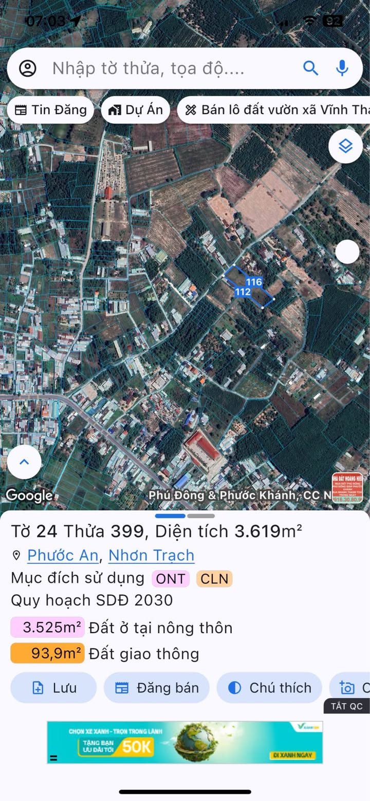Đất vườn mặt tiền đường Bàu Lòng, xã Phước An, 3619m² - Giá chỉ 10.567 tỷ!