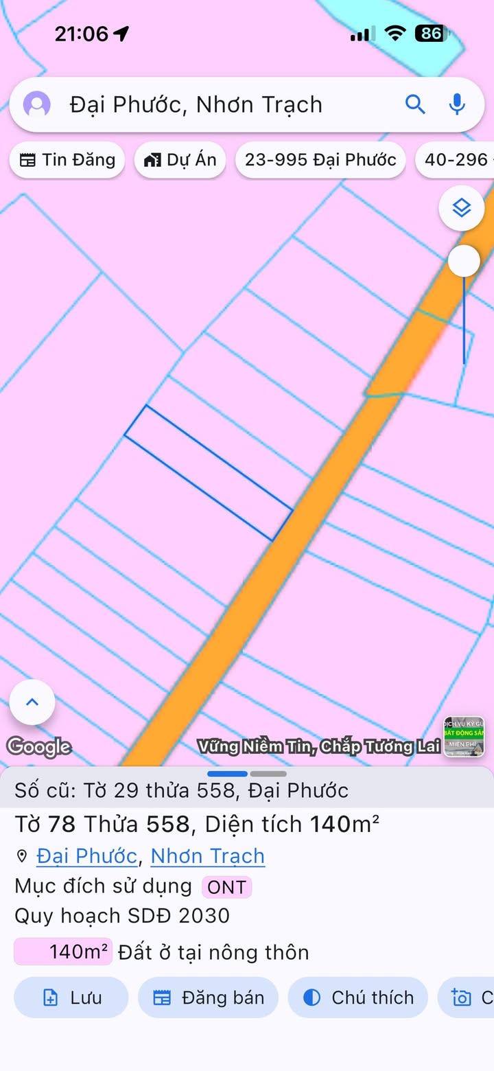 Đất nền xã Đại Phước, Nhơn Trạch 140m² giá 2.8 tỷ - Sổ hồng chính chủ, đầu tư sinh lời!