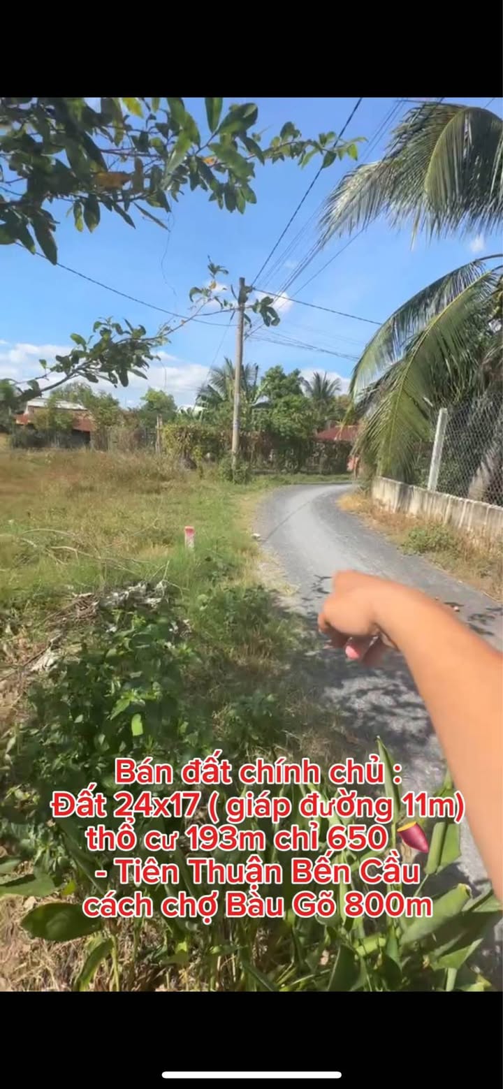 Đất thổ cư 408m² tại Tiên Thuận, Bến Cầu chỉ 650 triệu - Đầu tư sinh lời ngay!