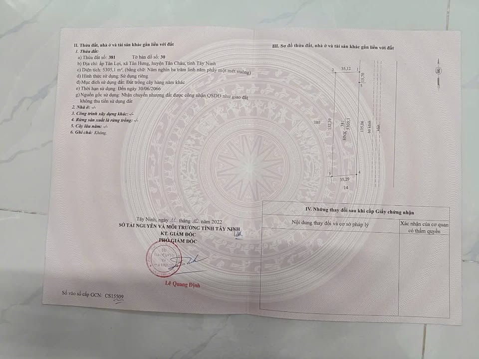 Đất nền Tân Hưng, Tân Châu 5250m² giá 4.875 tỷ - Quy hoạch 100% đất ở