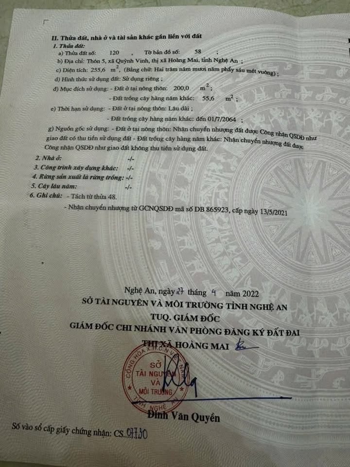 Đất nền thôn 5 Quỳnh Vinh 255m² giá thỏa thuận - Lô góc 2 mặt tiền tiện ích