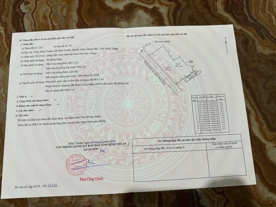 Đất thổ cư 463m² tại Bình An, Hàm Chính giá 1.3 tỷ - Đầu tư sinh lời!