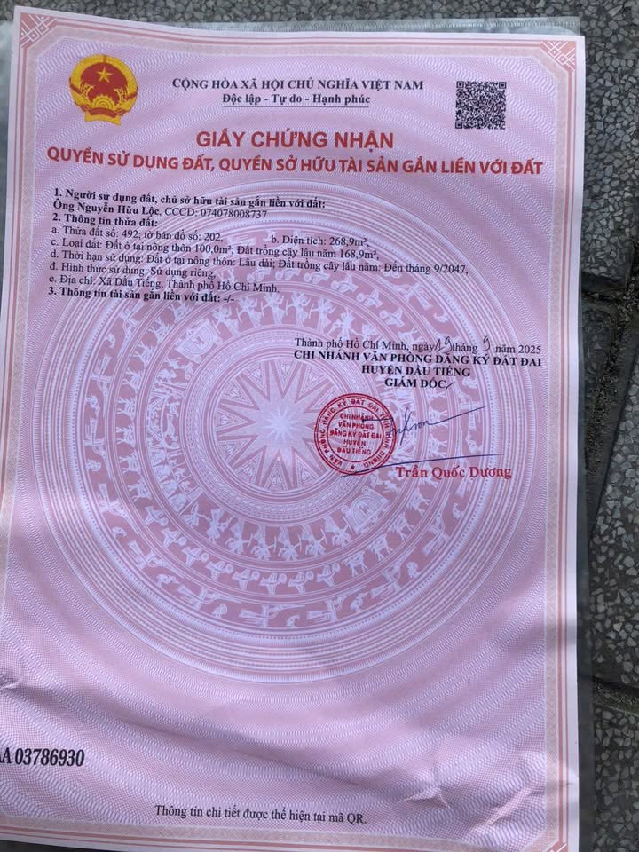 Đất nền Dầu Tiếng 5x52m giá 670 triệu - Sổ hồng chính chủ