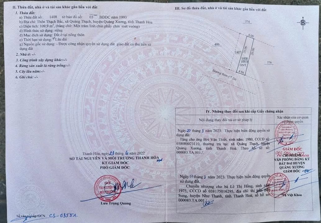 Cặp đất liền kề Quảng Thạch 190m² – Sổ đỏ riêng – Đầu tư an toàn!