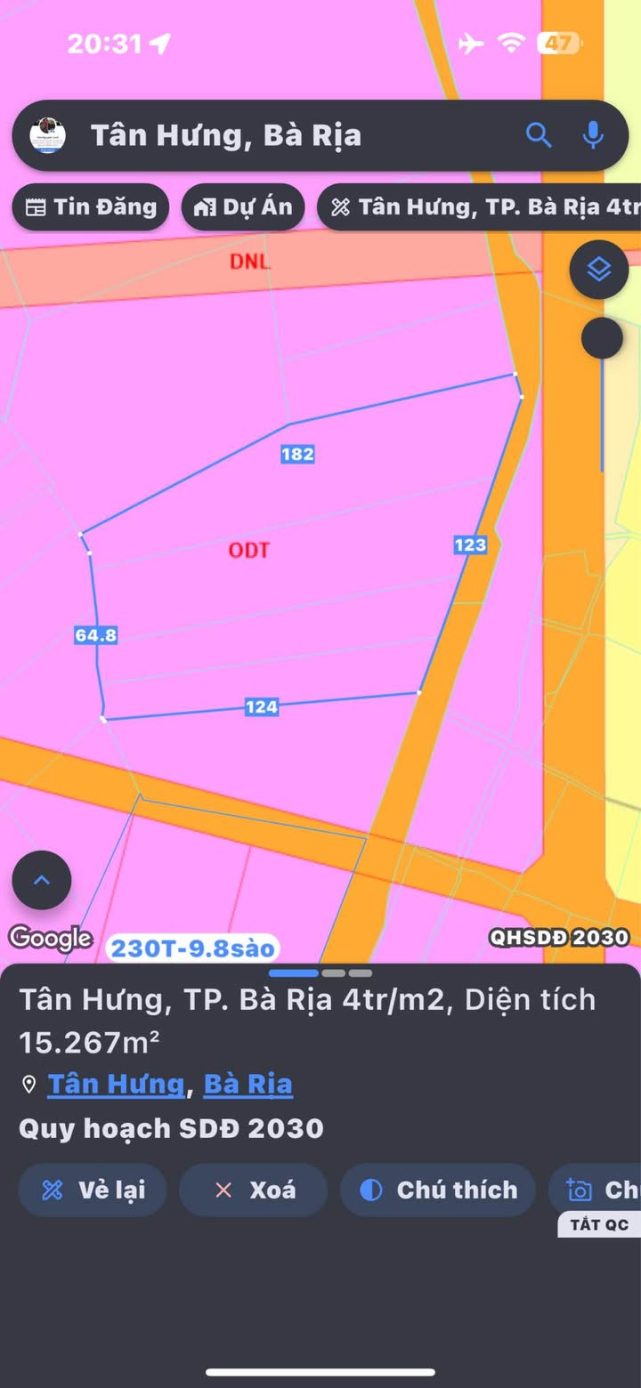 Đất thổ cư 15.267m² Tân Hưng, Bà Rịa - Giá chỉ 4 triệu/m², sổ hồng chính chủ!