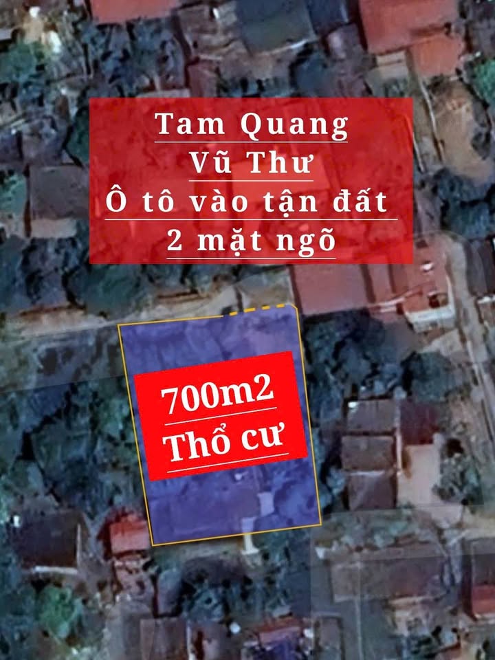 Đất thổ cư 700m² Xóm 5, Tam Quang, Vũ Thư chỉ 2 tỷ - Ô tô đỗ cửa