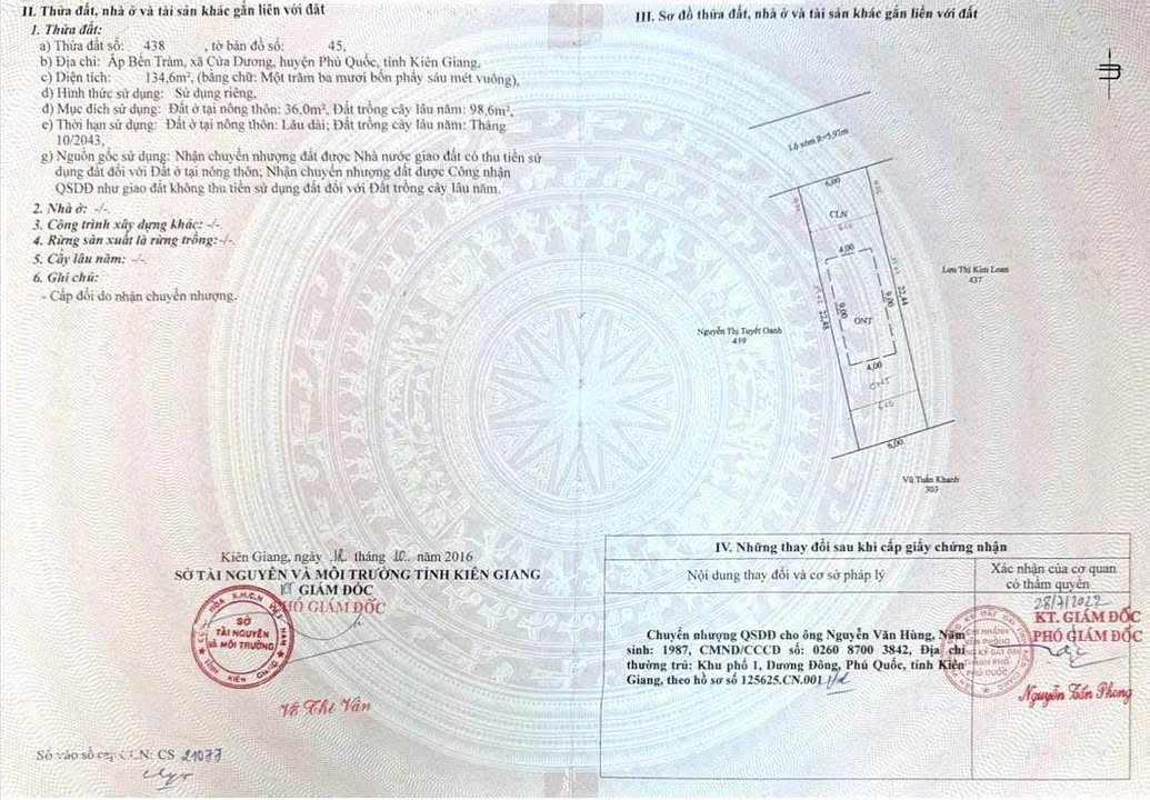 Đất nền Bến Tràm, Phú Quốc 134m² giá 1.65 tỷ - Sổ đỏ chính chủ!