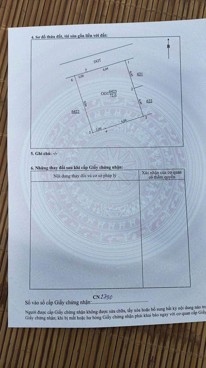 Đất thổ cư Thái Bình 72m² giá 1.08 tỷ - Mặt tiền 6.5m, ô tô vào tận nơi!
