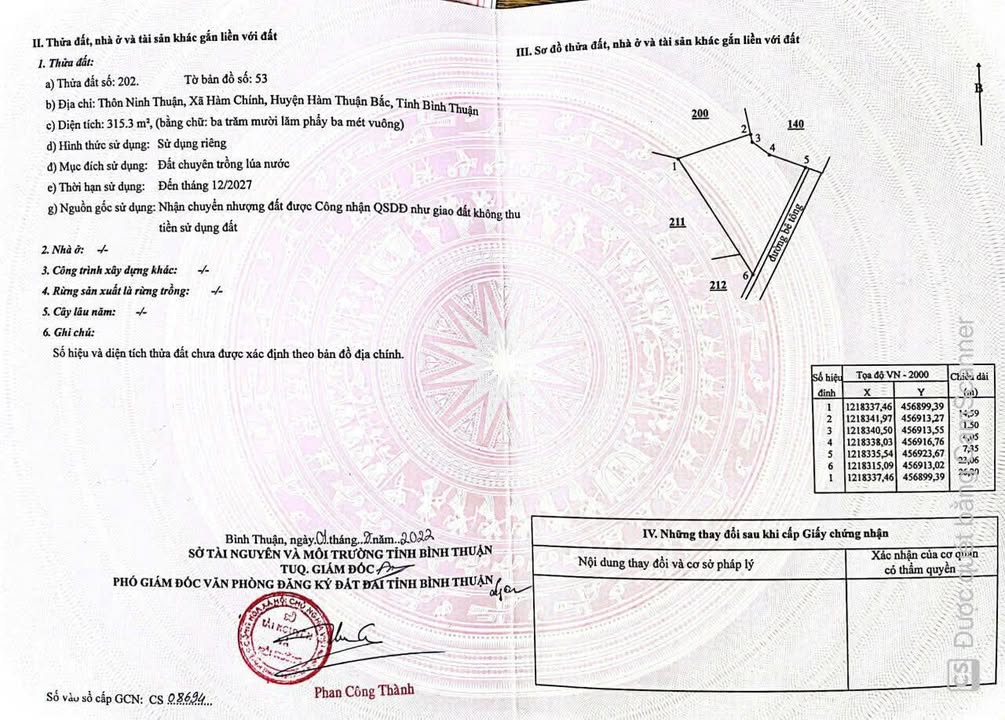 Đất nền 315m² tại Hàm Chính, giá 300 triệu - Sổ hồng chính chủ