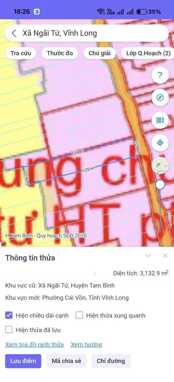 Đất vườn mặt tiền lộ nhựa 3133m² tại Cái Vồn, Tam Bình - Giá chỉ 2.037 tỷ, bán gấp!