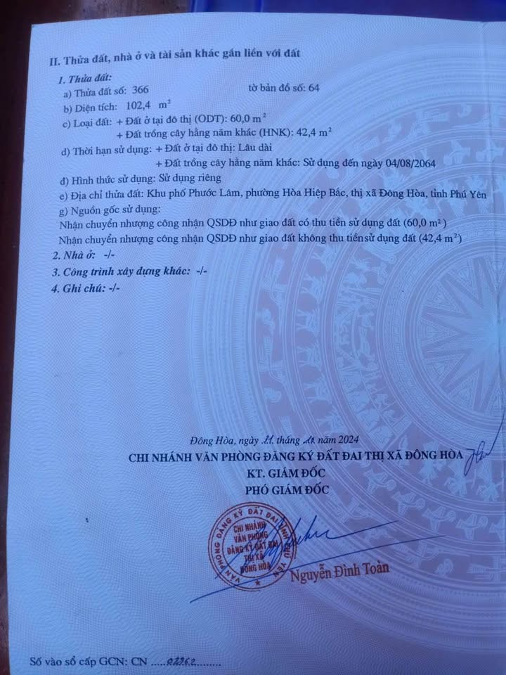 Đất nền Hòa Hiệp, Đông Hòa, Phú Yên 102m² giá 4xx triệu - Tiềm năng phát triển mạnh!