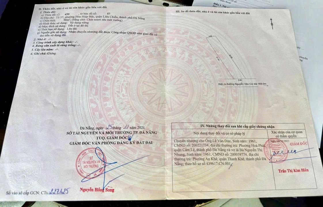 Đất nền Liên Chiểu Đà Nẵng 96m² giá 1.7 tỷ - Cơ hội đầu tư hấp dẫn!