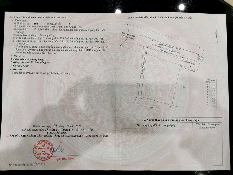 Đất nền Diên Lạc 1137m² giá 6.463 tỷ - Lô góc thổ cư tuyệt đẹp!