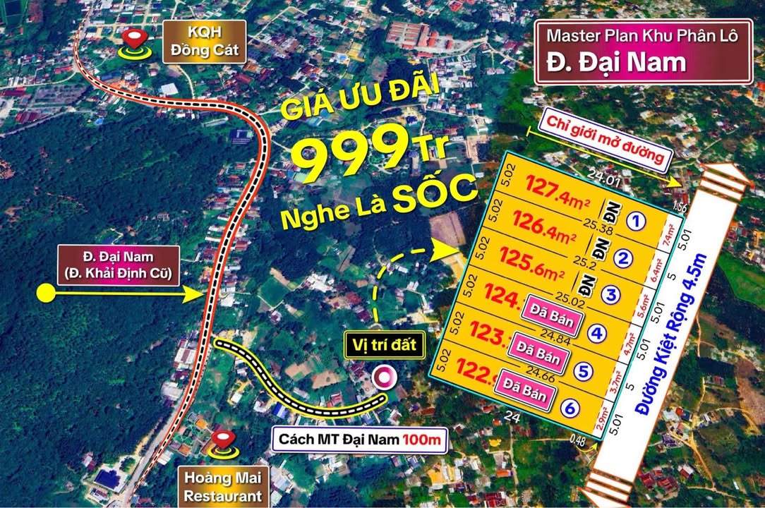 Đất ô tô Khải Định Đại Nam, An Tây, 126m² giá chỉ 999 triệu - Cơ hội vàng đầu tư!