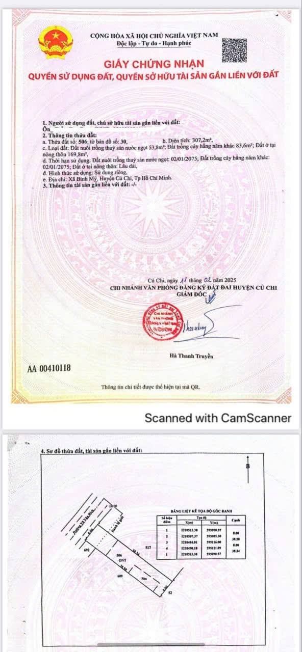 Đất nền mặt tiền Võ Văn Bích, Củ Chi 307m² giá 7.5 tỷ - Sổ hồng chính chủ!