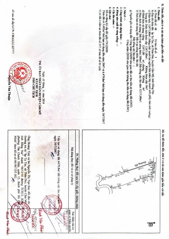 Đất nền xã Cẩm Đường, huyện Cẩm Mỹ, 12.417m² - Sổ hồng chính chủ, giá thương lượng!