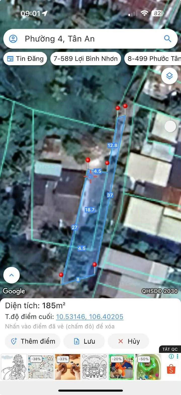 Đất thổ cư phường 4, Tân An, Long An 162m² giá 800 triệu - Cơ hội đầu tư tuyệt vời!