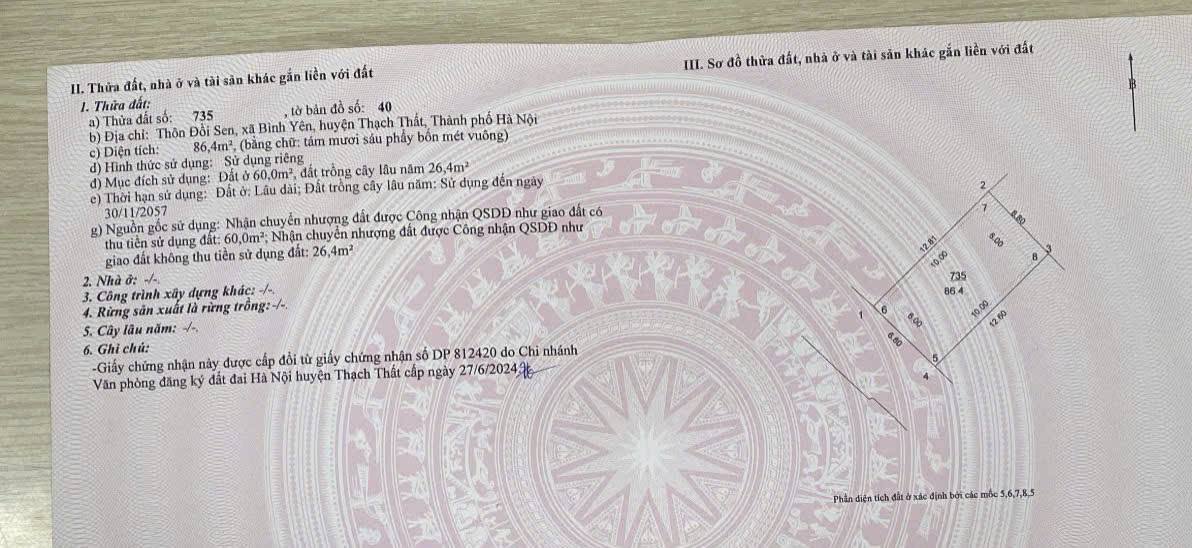 Đất chính chủ 86,4m² tại Bình Yên, Thạch Thất - Cơ hội đầu tư tuyệt vời!