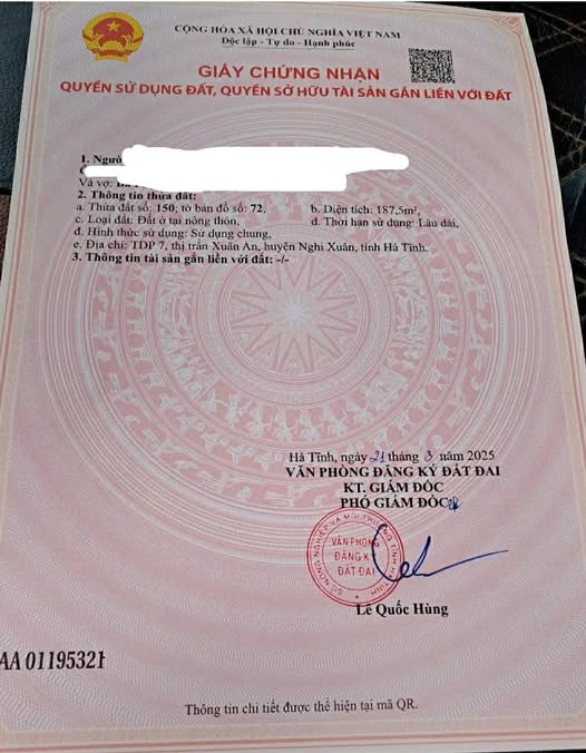 Đất nền Nghi Xuân 187m² giá thỏa thuận - Vị trí siêu đẹp gần Điện Máy Xanh!