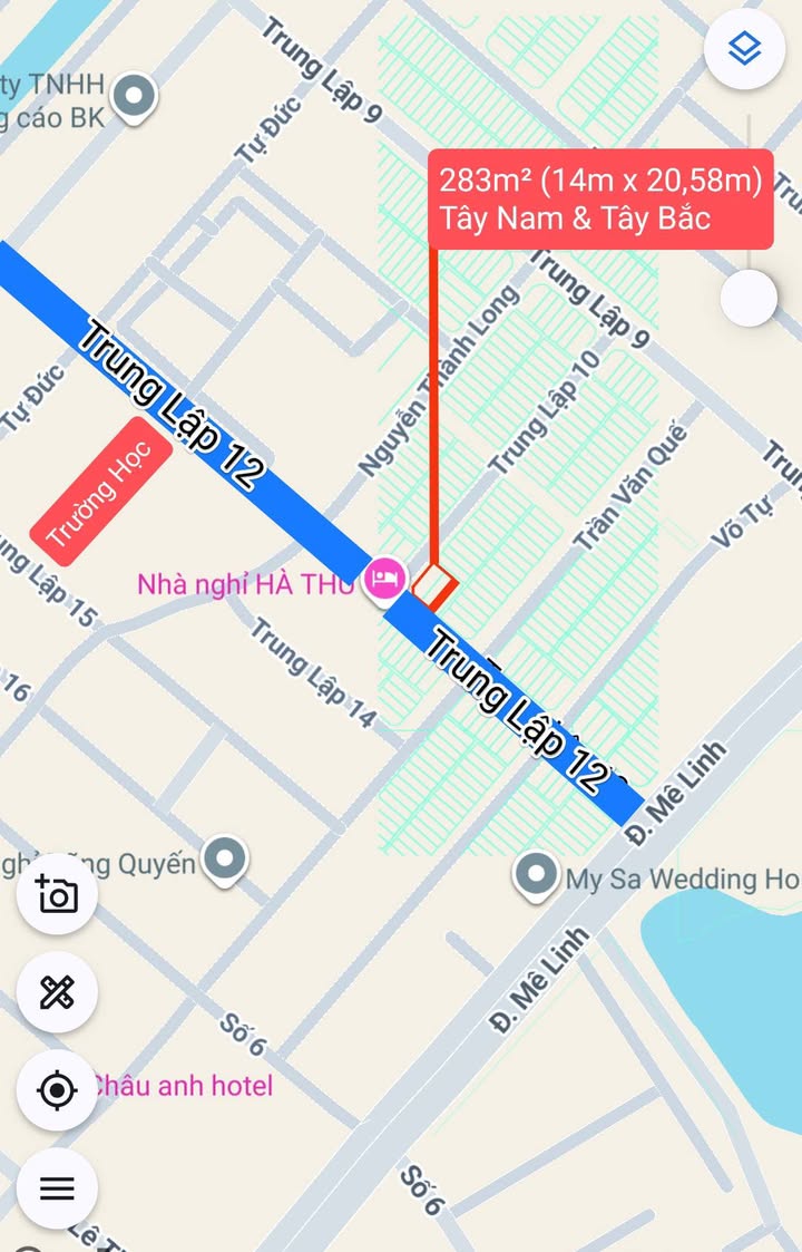 Đất nền 283m² góc 2 mặt tiền đường Trung Lập 12 & 10, Đà Nẵng - Giá 14.6 tỷ thương lượng!