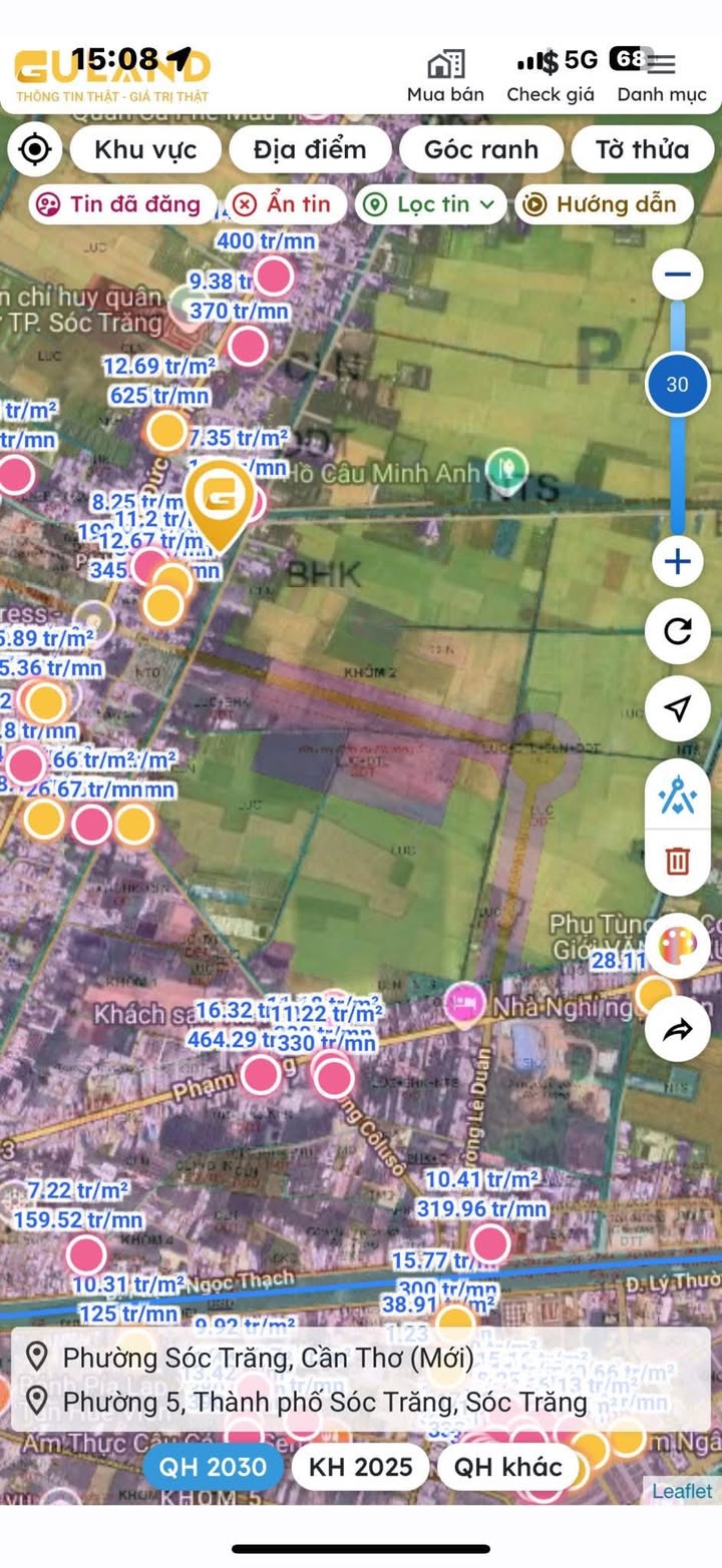 Đất nền phường 5, TP Sóc Trăng 12000m² - Phù hợp quy hoạch khu dân cư