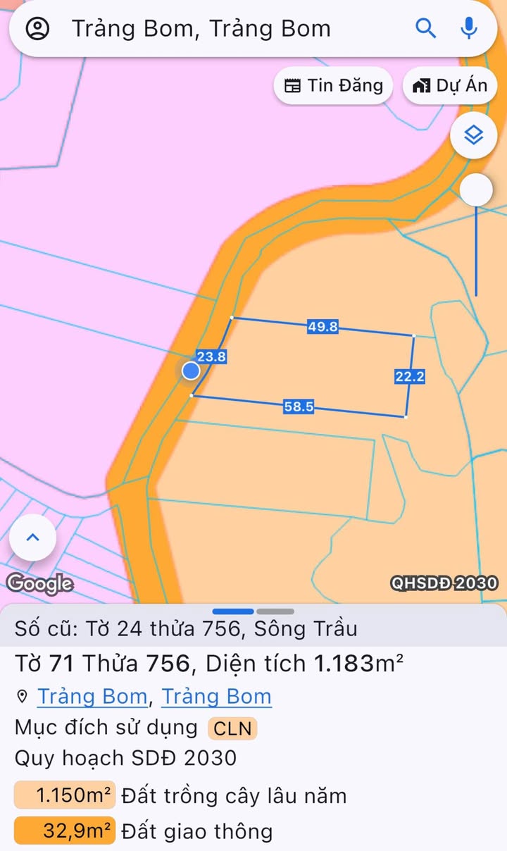 Đất nền Trảng Bom 1200m² giá 2 tỷ - Mặt tiền đường nhựa rộng rãi!