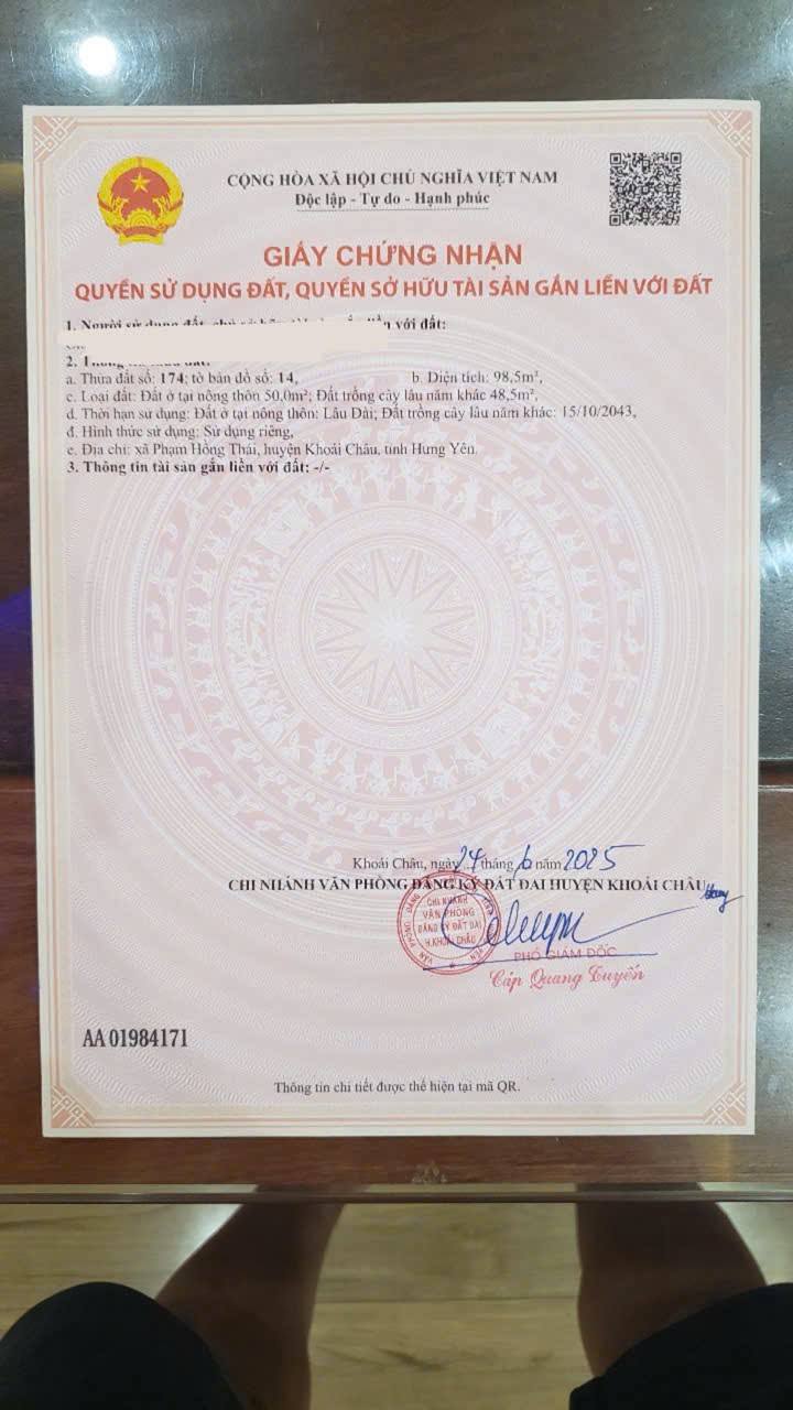 Đất nền Phạm Hồng Thái, Khoái Châu 98,5m² giá 2,1 tỷ - Cơ hội đầu tư tuyệt vời!