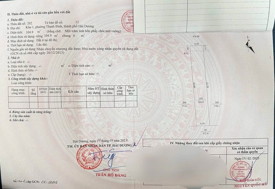 Bán lô đất mặt đường Nguyễn Lương Bằng, phường Lê Thanh Nghị, 105m² - Vị trí đắc địa cho kinh doanh!