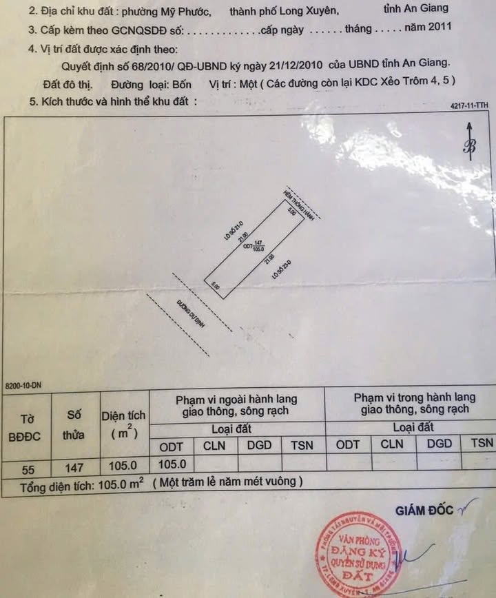 Đất nền 105m² Mỹ Phước, Long Xuyên - Mặt tiền đường Lê Trọng Tấn, giá thỏa thuận!