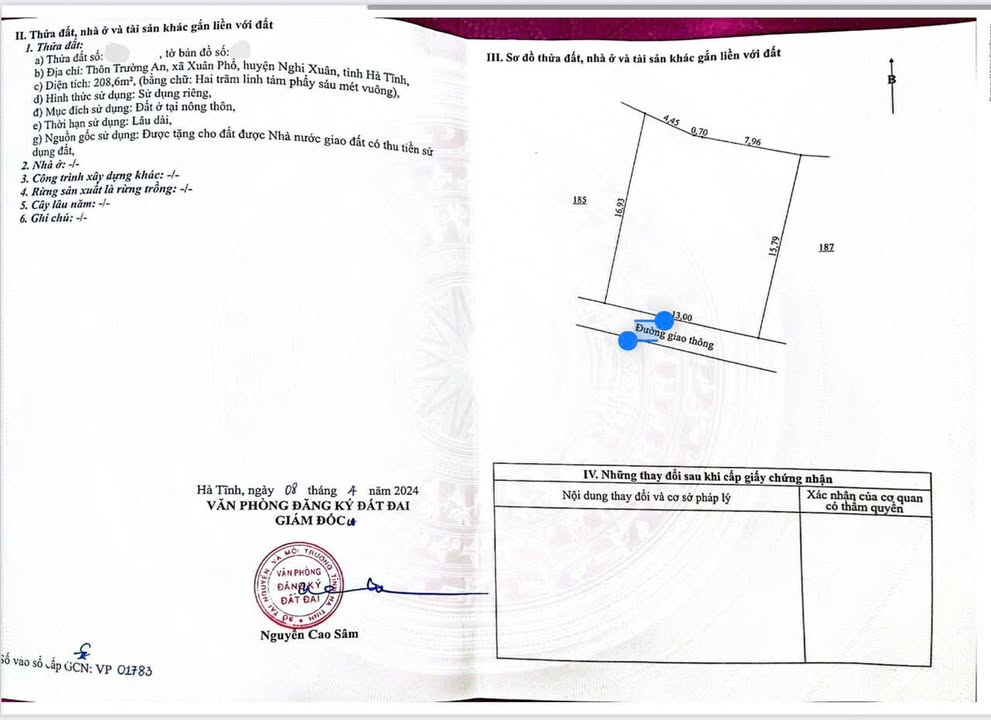 Lô đất đẹp Đan Hải, Nghi Xuân 208.6m² giá 2 tỷ - Đầu tư sinh lời ngay!