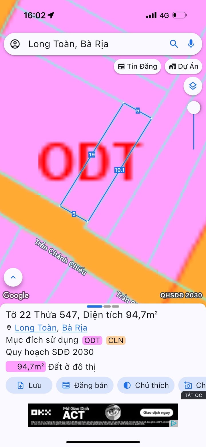 Đất mặt tiền đường Trần Chánh Chiếu, phường Long Toàn, 90m² - Sổ hồng riêng, giá tốt