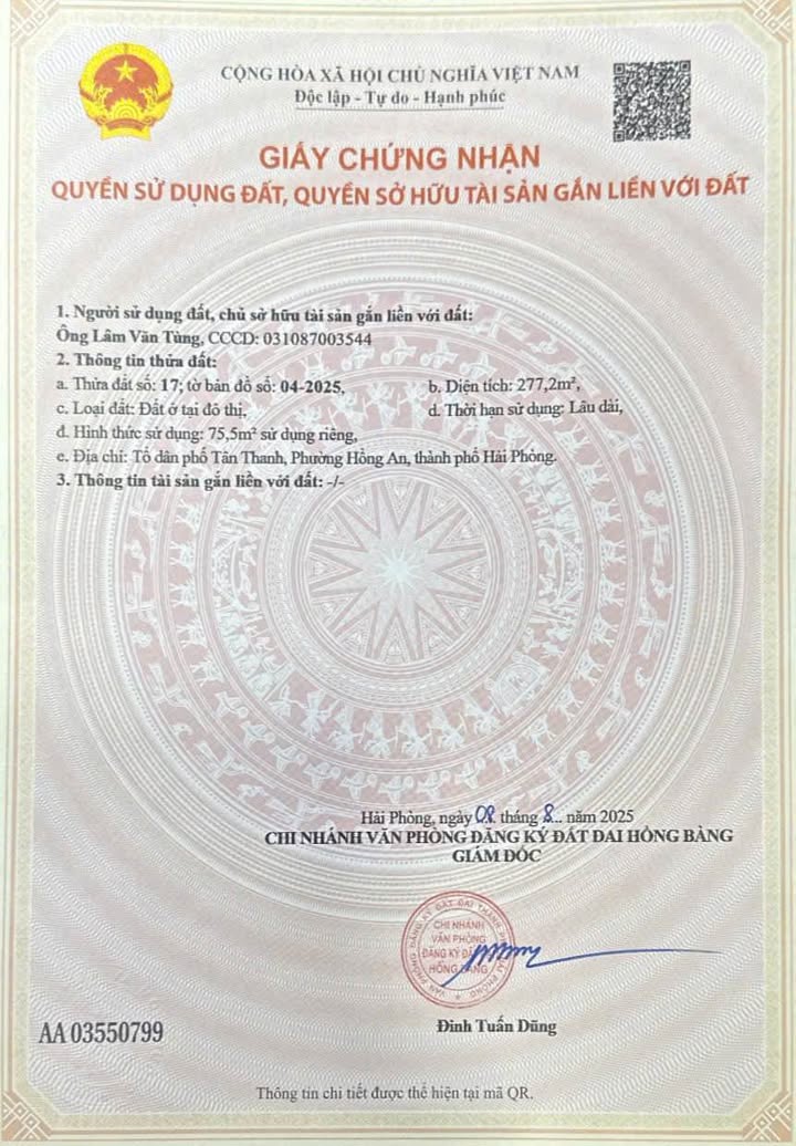 Đất nền Hồng An Hải Phòng 75.5m² giá 1.1 tỷ - Cơ hội đầu tư sinh lời hấp dẫn!