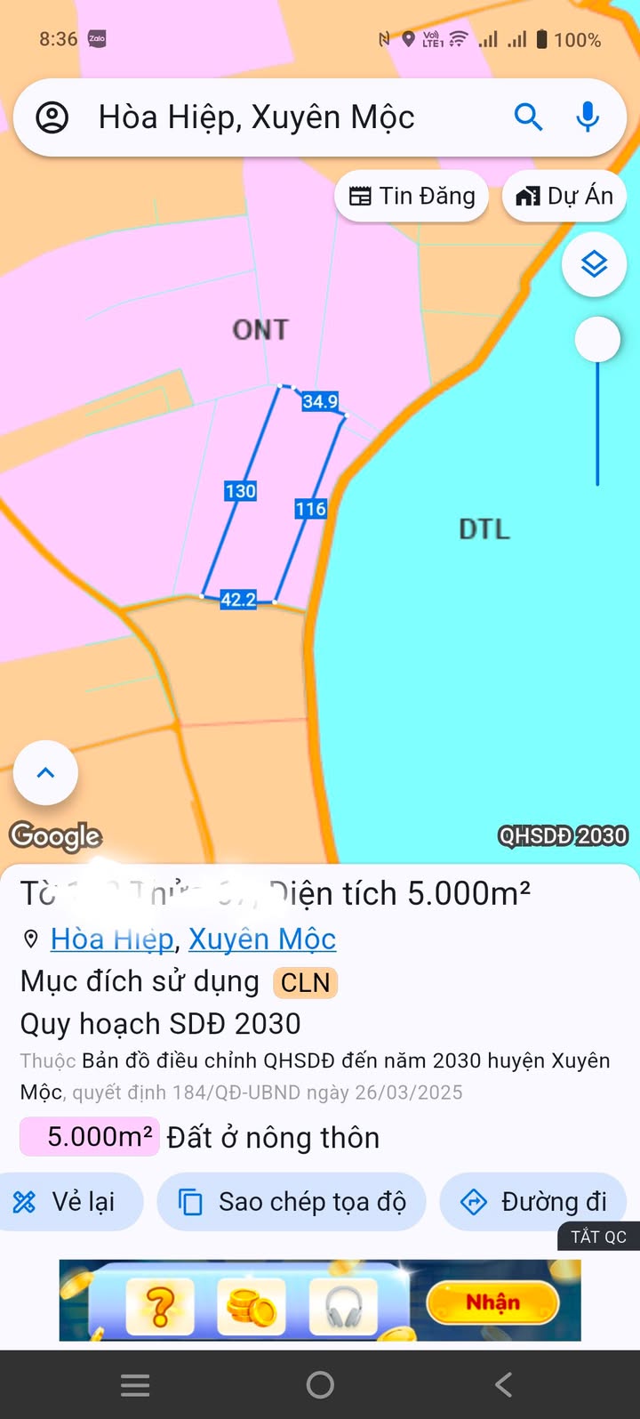 Đất nền Hòa Hiệp Xuyên Mộc 5000m² giá 2.8 tỷ - Sổ đỏ chính chủ, gần hồ Suối Các!