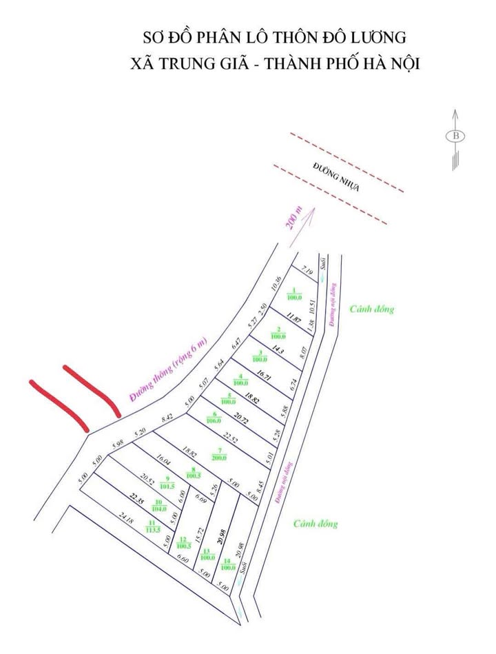 Đất phân lô Bắc Sơn, Sóc Sơn 100m² giá từ 750 triệu - Mặt sau view cánh đồng thoáng đãng!