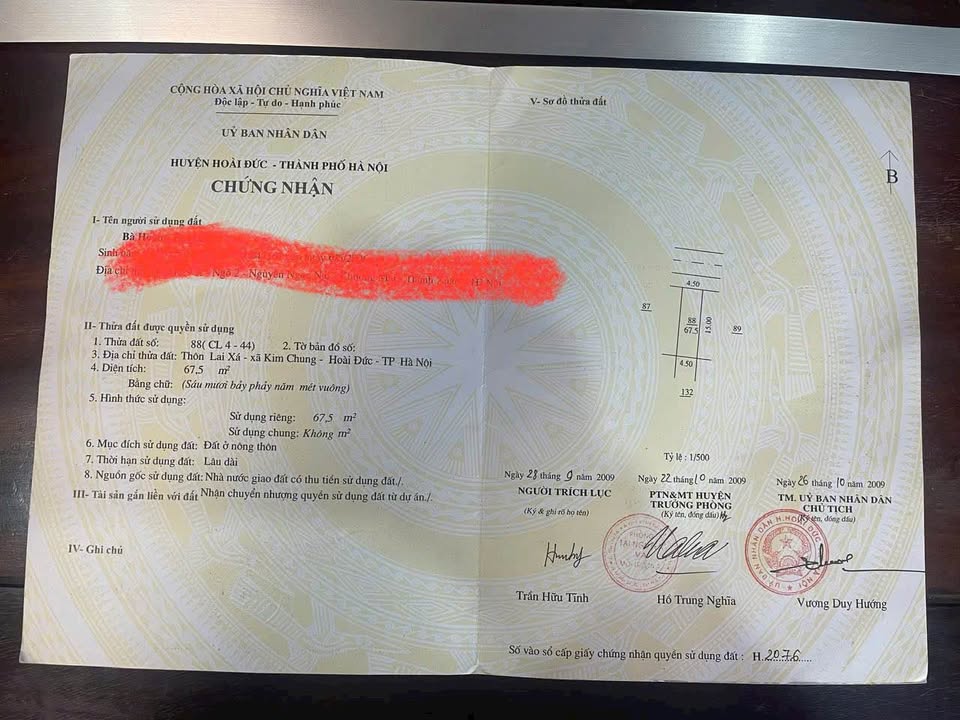 Đất dịch vụ Kim Chung Hoài Đức 68m² giá thỏa thuận - Mặt tiền 4.5m thuận tiện xây dựng!