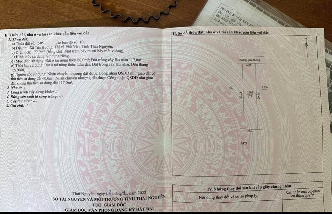 Đất nền Phổ Yên 177m² giá chỉ 600 triệu - Đầu tư sinh lời ngay!