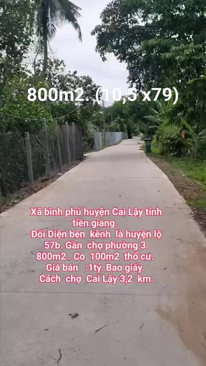 Đất nền xã Bình Phú, huyện Cai Lậy 790m² giá 1 tỷ - Cơ hội đầu tư hấp dẫn!