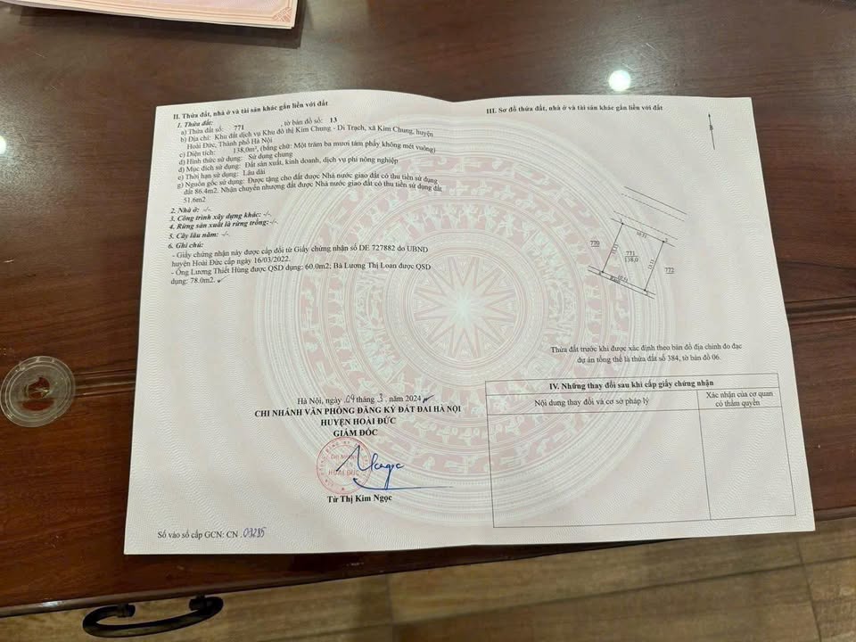 Đất dịch vụ Thăng Long 9 Kim Chung 138m² giá 19.3 tỷ - Đầu tư tiềm năng sinh lời cao!