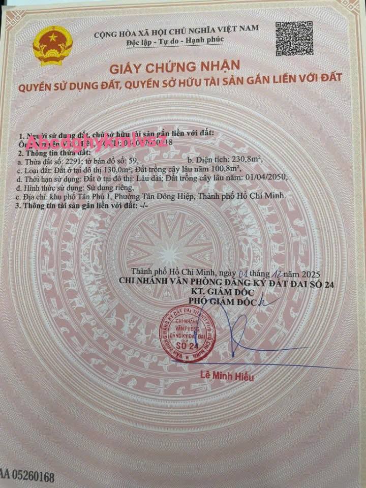 Nhà lầu trệt góc 2 mặt tiền đường Cây Da, Tân Đông Hiệp, 230m² giá 11.8 tỷ - Đầu tư sinh lời!