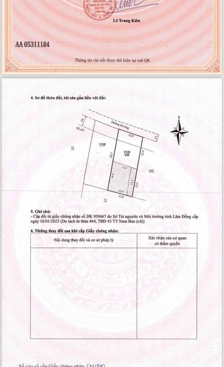 Đất thổ cư 163m² Xã Nam Ban giá 1.68 tỷ - Vị trí trung tâm thuận tiện!