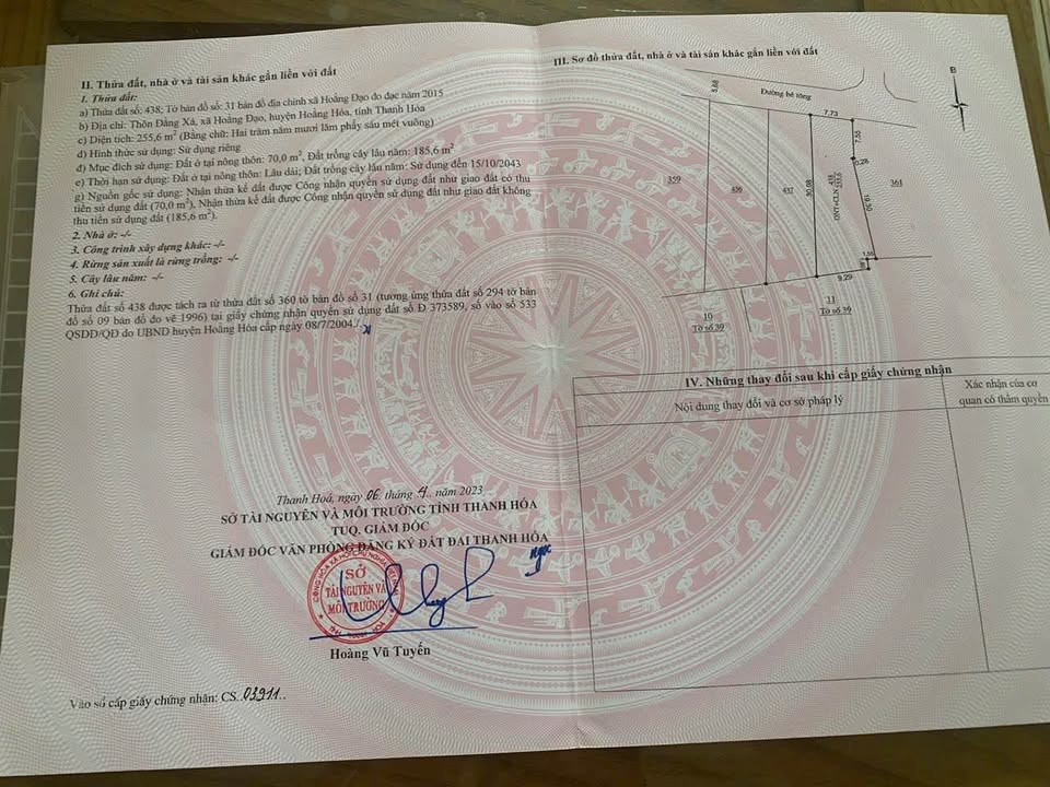 Đất thổ cư 255m² tại thôn Đằng Xá, Hoằng Đạo chỉ 1 tỷ - Đầu tư sinh lợi cao!