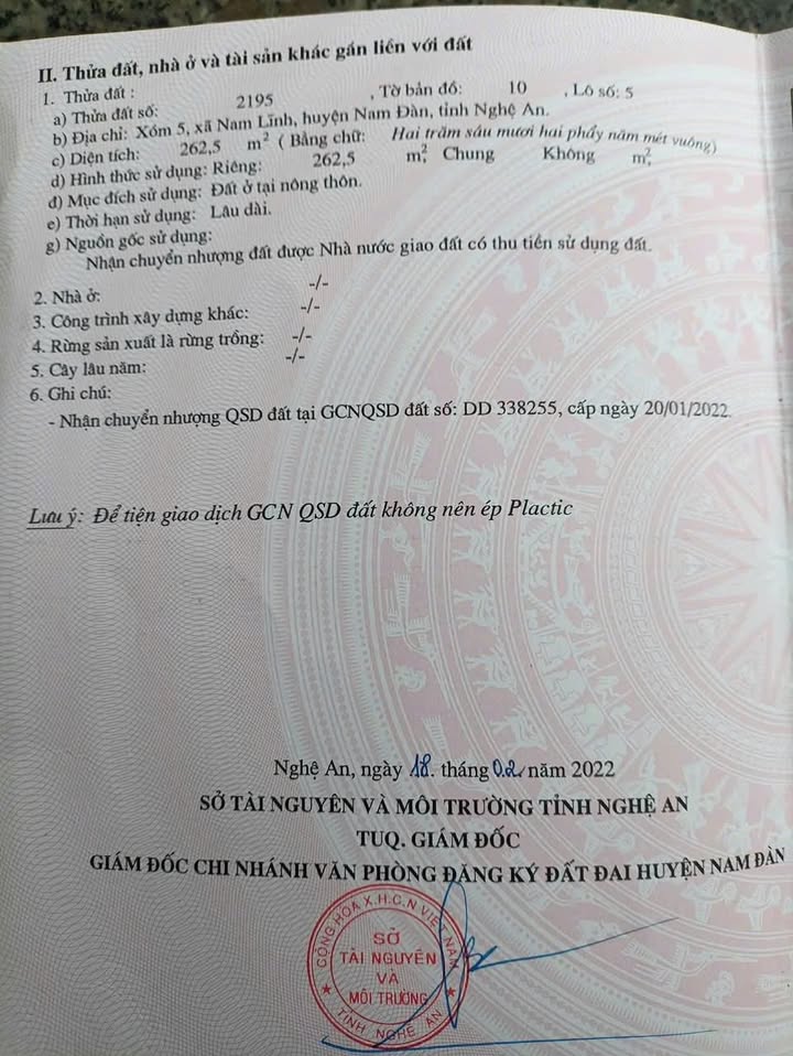 Đất đấu giá Xóm 5 Nam Lĩnh 262m² giá rẻ - Cơ hội đầu tư hấp dẫn!