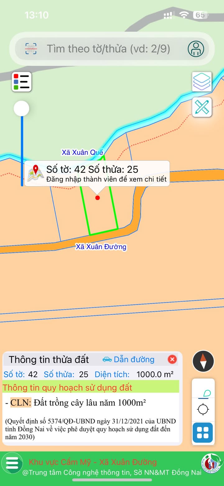 Đất 2 sào sầu riêng tại Xuân Đường, Cẩm Mỹ - Giá 2 tỷ, ô tô vào tận nơi!