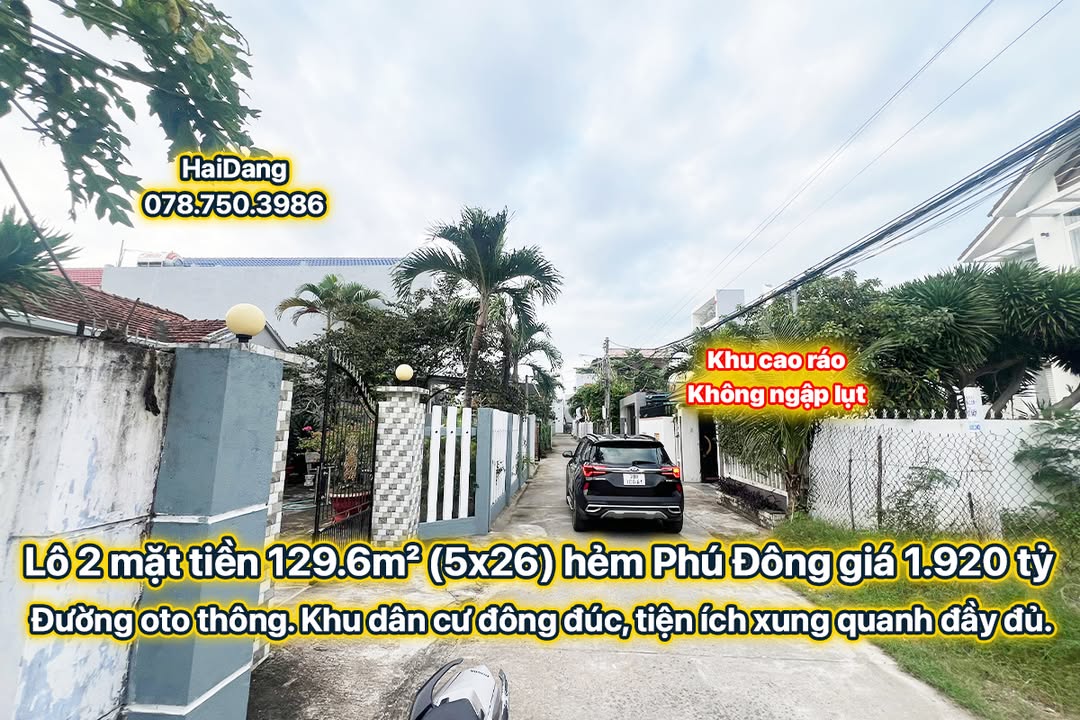 Đất 2 mặt tiền Phú Đông 129.6m² giá 1.92 tỷ - Đầu tư sinh lời ngay!