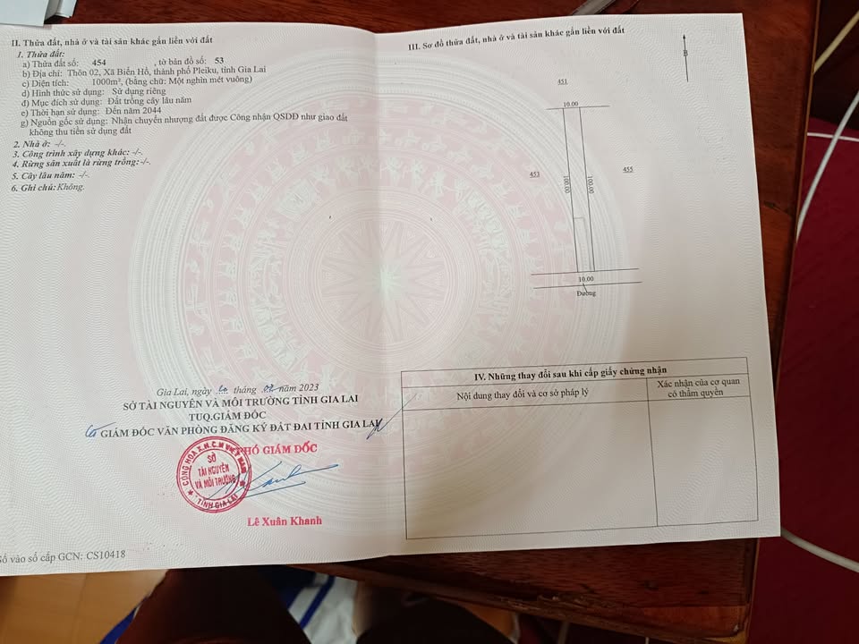 Đất thổ cư xã Biển Hồ 1000m² giá 1 tỷ - Cơ hội đầu tư tuyệt vời!