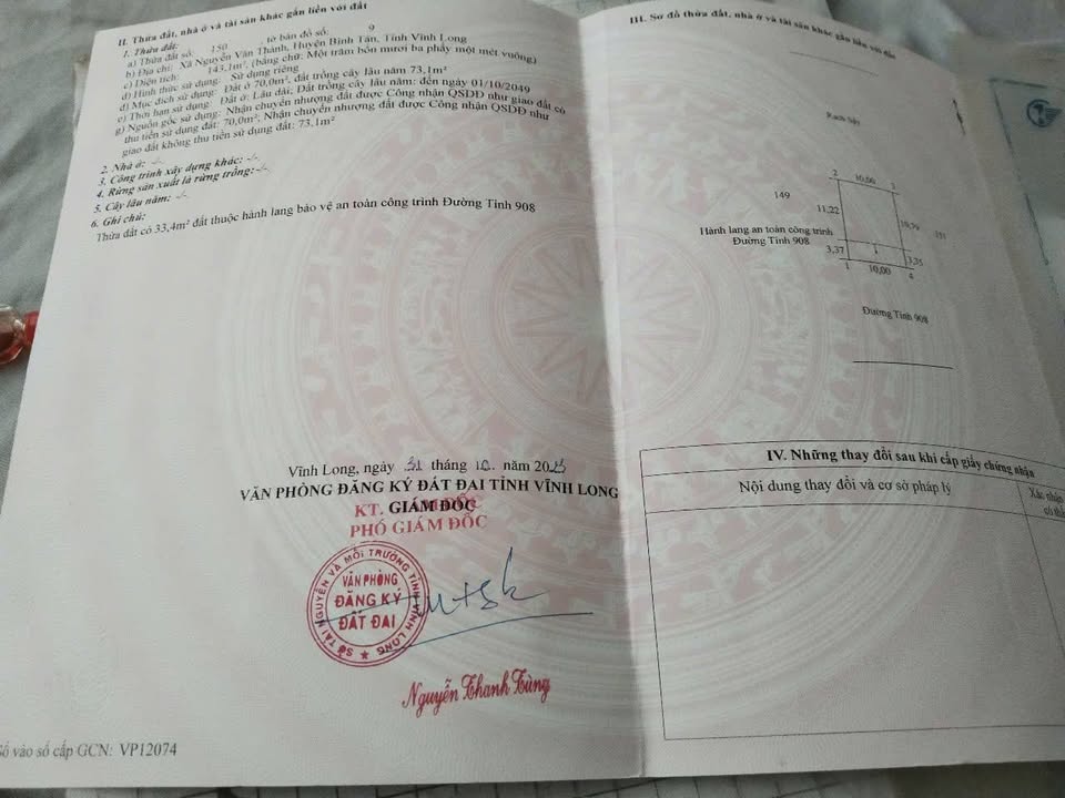 Đất nền mặt tiền đường tỉnh 908 Bình Tân 143m² giá 800 triệu - Cơ hội đầu tư hấp dẫn!