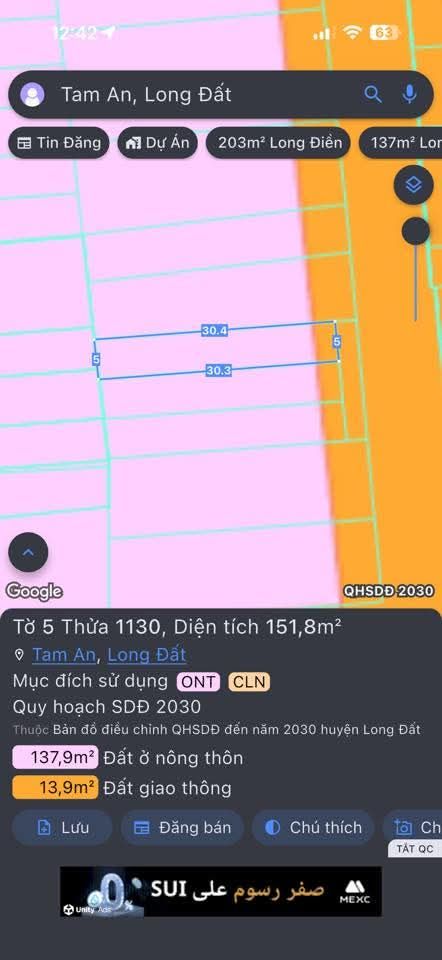Đất nền Tam Phước - Long Điền 151.6m² giá 1.25 tỷ - Cơ hội đầu tư tuyệt vời!